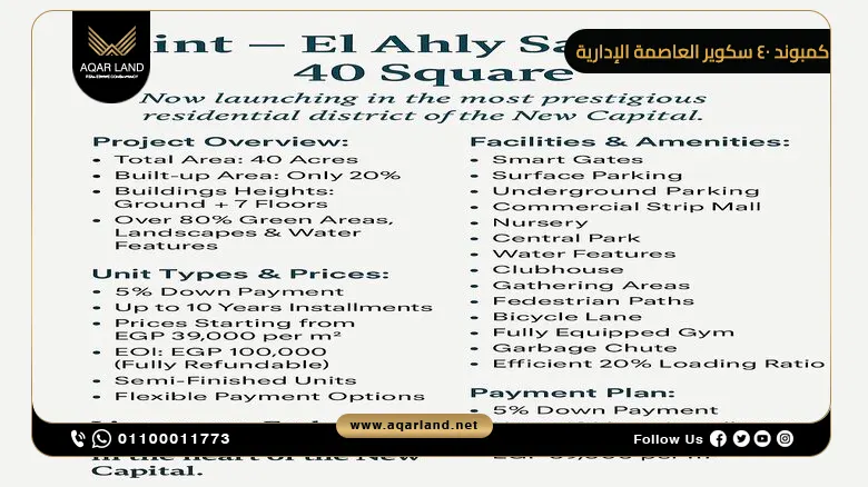 التصميم المعماري لكمبوند 40 سكوير العاصمة الإدارية