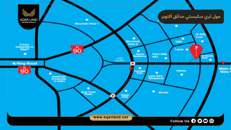 مول ثري سكيستي حدائق أكتوبر 2026 scene 360 mall OHM 2 موقع مشروع ثري سكيستي OHM